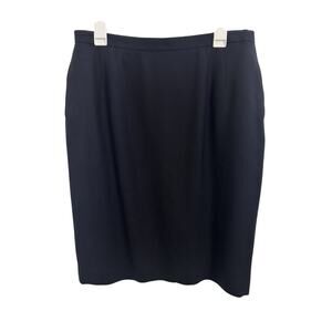 Vtg 40s 50s 100% Wool Navy Knee Length Skirt Size 16 Talon Zipper USA